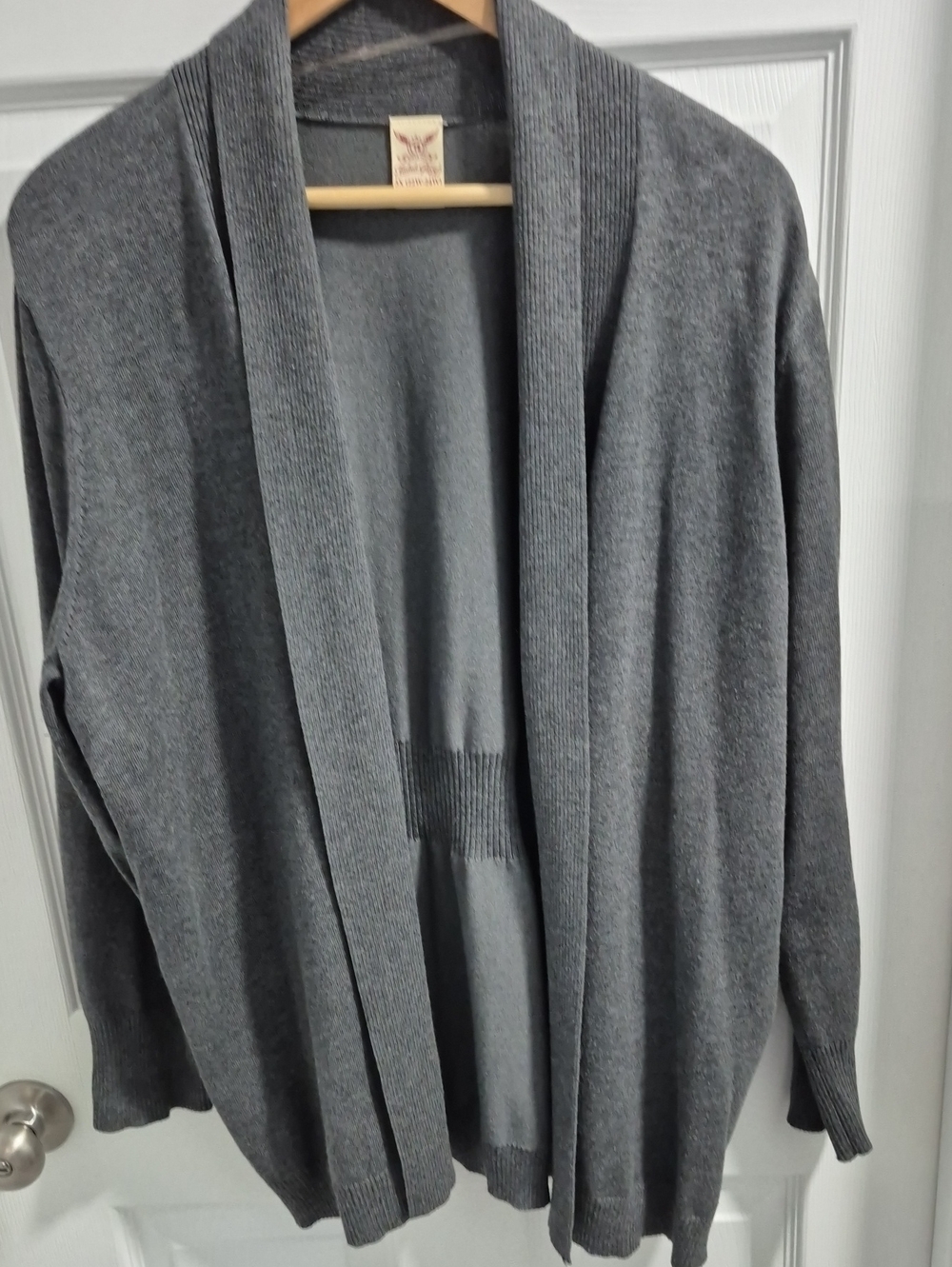 Faded Glory Heather Gray Open-Front Shawl Cardigan